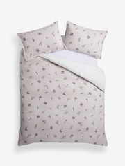 Fleece Floral Print Stripe Reversible Duvet Cover and Pillowcase Set - Imagen 5 de 5