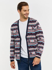 Threadbare Blue Fairisle Pattern Christmas Cardigan - Image 1 of 4