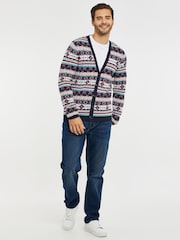 Threadbare Blue Fairisle Pattern Christmas Cardigan - Image 3 of 4