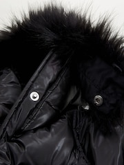 Abercrombie & Fitch Long Line Faux Fur Hood Parka Black Jacket - Image 2 of 3