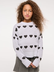 Abercrombie & Fitch Grey Heart Knitted Jumper - Image 1 of 4