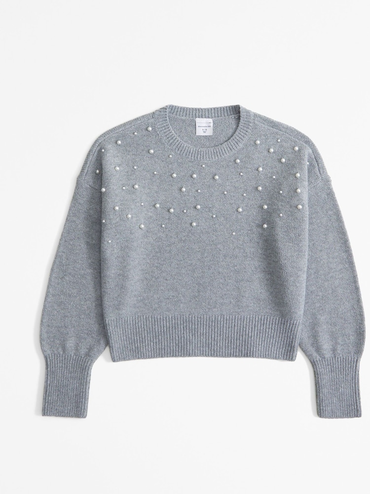 Gris - Abercrombie & Fitch Ballon Sleeve Knitted Jumper With Diamante Detail - Imagen 1 de 2