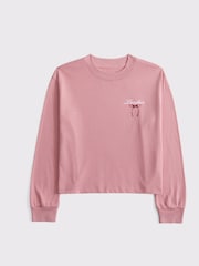 Abercrombie & Fitch Pink Ballet Back Graphic Long Sleeve T-Shirt - Image 1 of 2