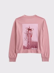 Abercrombie & Fitch Pink Ballet Back Graphic Long Sleeve T-Shirt - Image 2 of 2