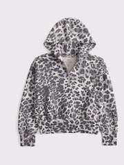 Abercrombie & Fitch Leopard Print Quauter Zip Brown Jumper - Image 4 of 4