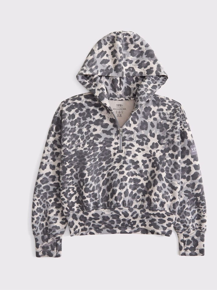 Abercrombie & Fitch Leopard Print Quauter Zip Brown Jumper - Image 4 of 4