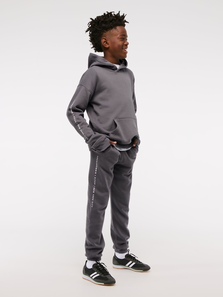 Abercrombie & Fitch Grey Logo Cuffed Joggers - Image 1 of 6