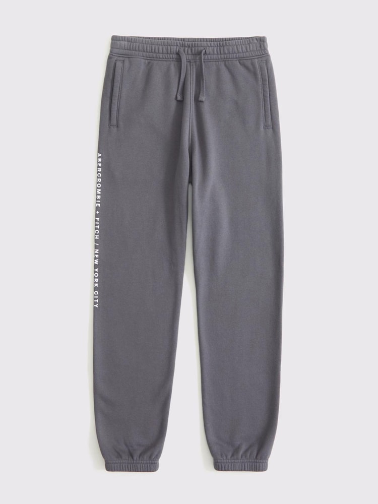 Abercrombie & Fitch Grey Logo Cuffed Joggers - Image 6 of 6