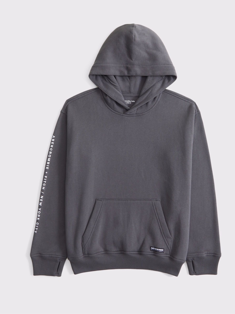 Abercrombie & Fitch Grey Back Graphic Logo Hoodie - Image 1 of 2
