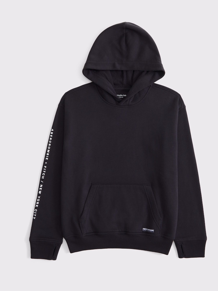 Abercrombie & Fitch Grey Back Graphic Logo Hoodie - Image 1 of 2