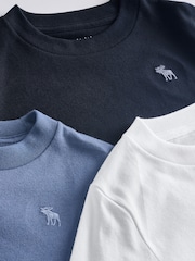Abercrombie & Fitch Blue Essential Icon Logo Long Sleeves T-Shirt 3 Pack - Image 6 of 6