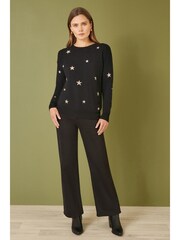 Yumi Black Relaxed Fit Foil Star Print Jumper - Image 2 of 4