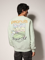 Sage Green Snoopy License Graphic Print Crew Sweatshirt - Image 1 of 5