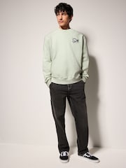 Sage Green Snoopy License Graphic Print Crew Sweatshirt - Image 2 of 5