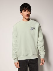Sage Green Snoopy License Graphic Print Crew Sweatshirt - Image 3 of 5