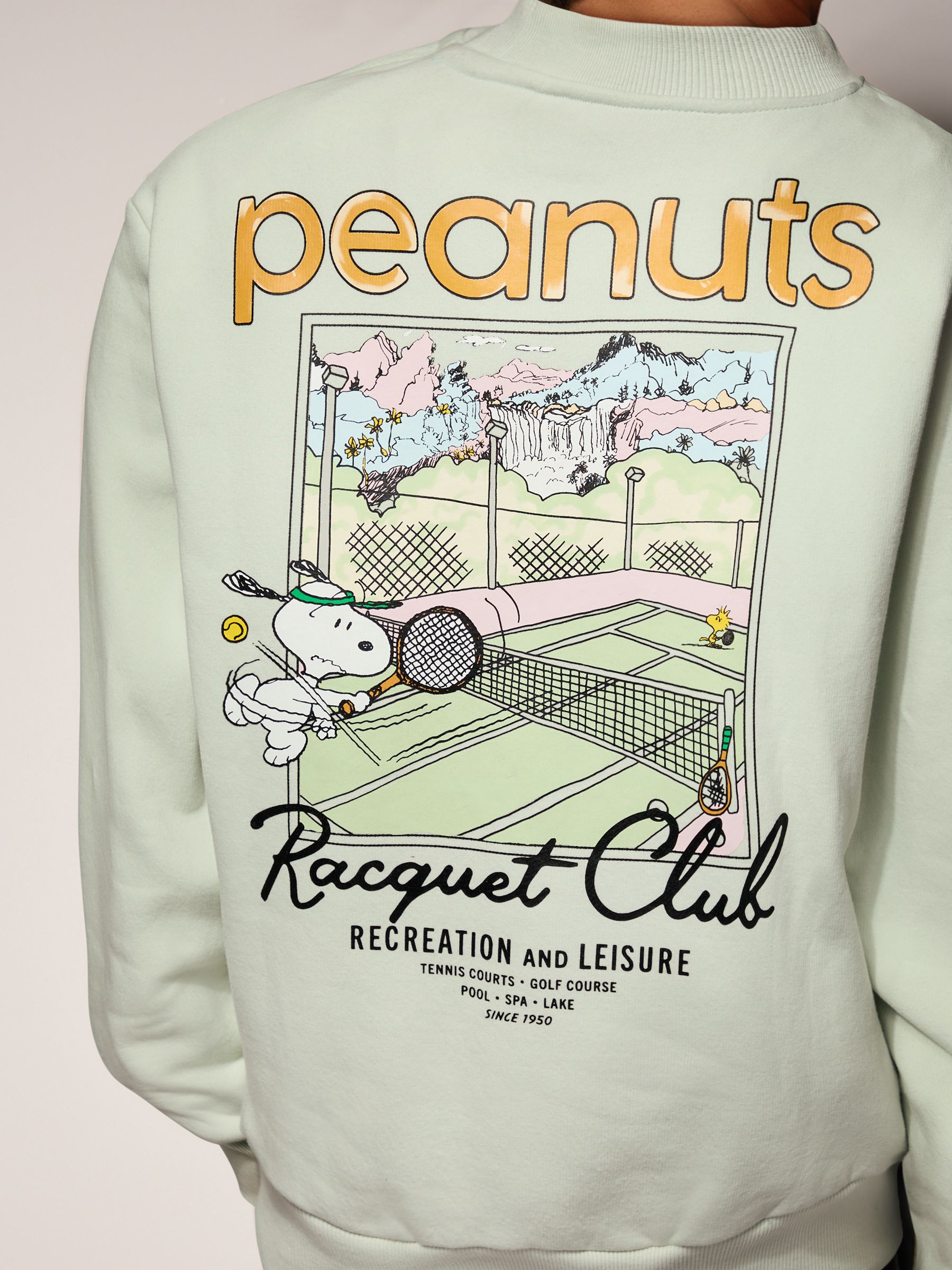 Buy Sage Green Snoopy License Graphic Print Crew Sweatshirt from