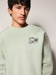Sage Green Snoopy License Graphic Print Crew Sweatshirt - Image 5 of 5