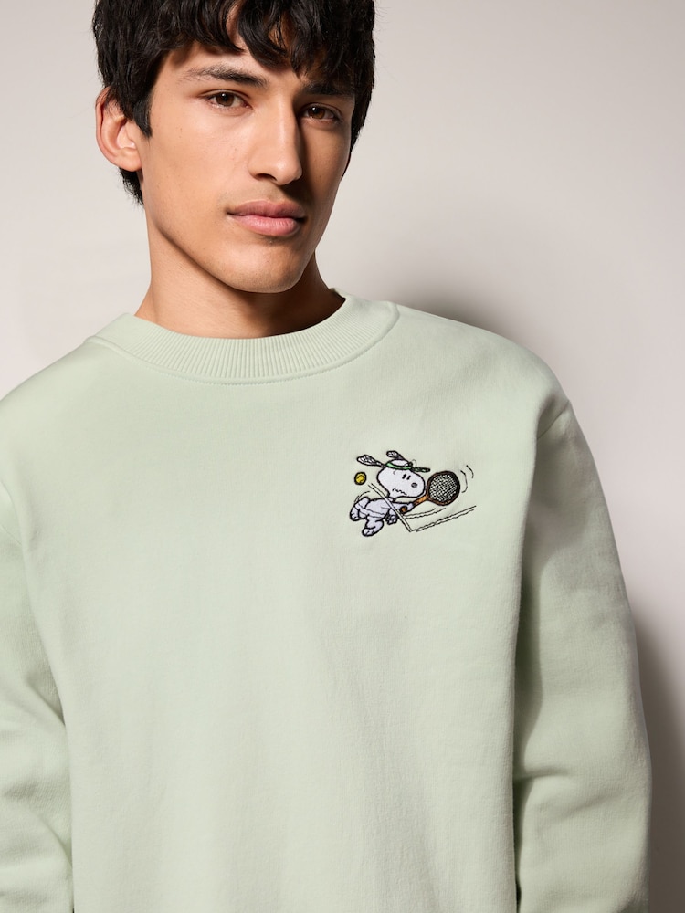 Sage Green Snoopy License Graphic Print Crew Sweatshirt - Image 5 of 5