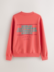 Coral Pink Cotton Rich Crew Graphic Sweatshirt - Image 1 of 4