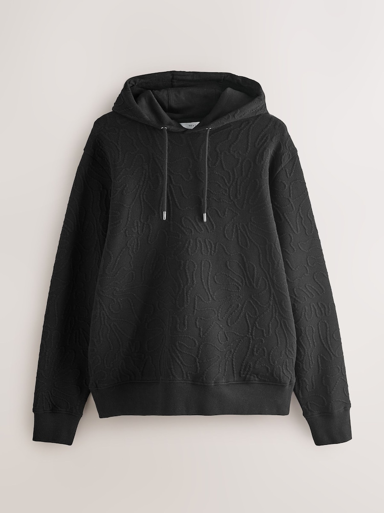 Schwarz - Floral Texture Hoodie - Image 1 of 3