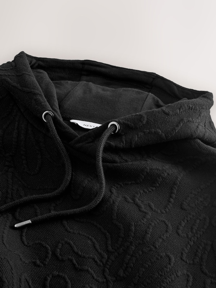 Schwarz - Floral Texture Hoodie - Image 2 of 3