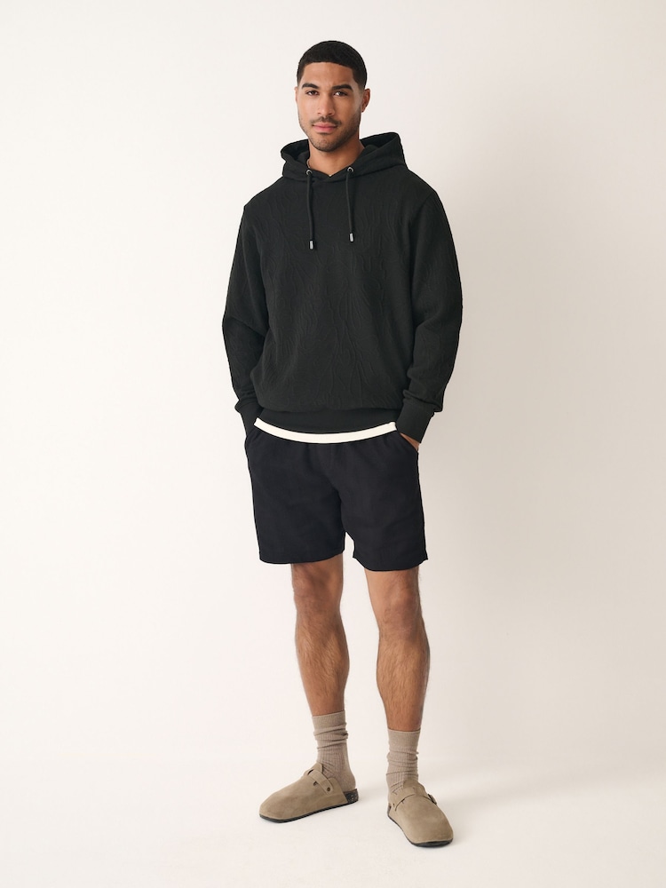 Black Floral Texture Hoodie - Image 2 of 10 Black Floral Texture Hoodie - Image 2 of 10
