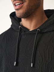 Black Floral Texture Hoodie - Image 6 of 10