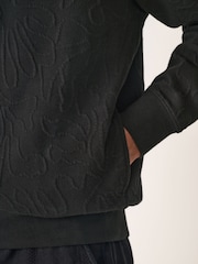 Black Floral Texture Hoodie - Image 7 of 10