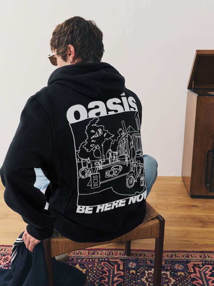 Black Oasis Graphic Print License Hoodie - Image 1 of 8 Black Oasis Graphic Print License Hoodie - Image 1 of 8