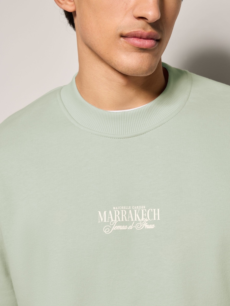 Light Green Cotton Rich Crew Graphic Sweatshirt - Image 5 of 5