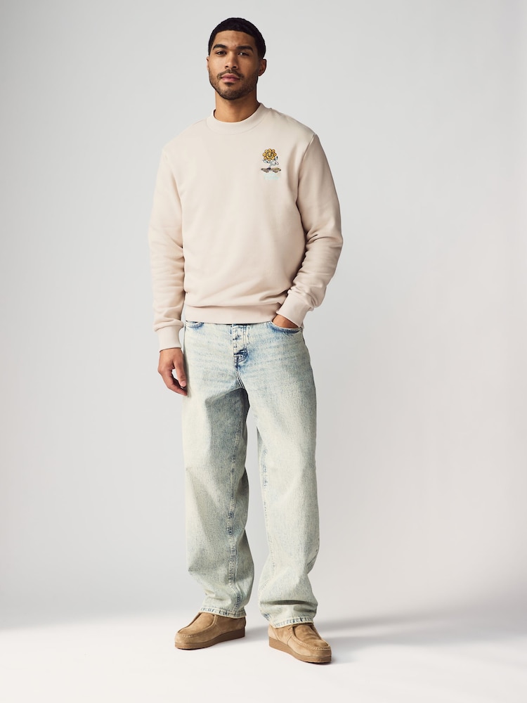 Stone Cotton Rich Crew Graphic Sweatshirt - Image 2 of 5