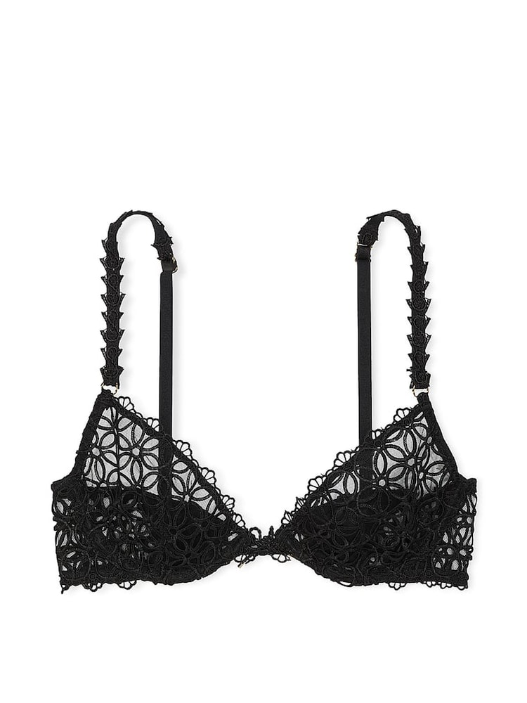 Victoria's Secret Black Unlined Demi Geo Daisy Lace Bra - Image 3 of 3