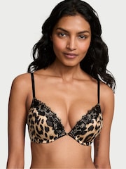 Victoria's Secret Leopard Brown Add 2 Cups Push Up Bombshell Lace Trim Bra - Image 1 of 4