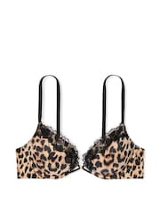 Victoria's Secret Leopard Brown Add 2 Cups Push Up Bombshell Lace Trim Bra - Image 3 of 4