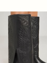 Simply Be Embroidered Cuff Western Boots In Extra Wide Fit - Image 3 of 4