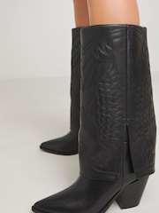 Simply Be Embroidered Cuff Western Boots In Extra Wide Fit - Image 4 of 4