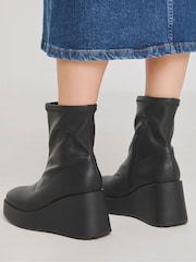 Simply Be Stretch Upper Wedge Ankle Boots In Wide Fit - Image 2 of 4