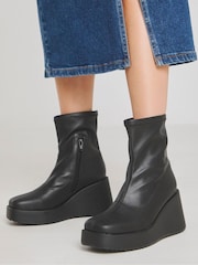 Simply Be Stretch Upper Wedge Ankle Boots In Wide Fit - Image 3 of 4