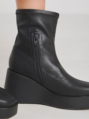 Simply Be Stretch Upper Wedge Ankle Boots In Wide Fit - Image 4 of 4