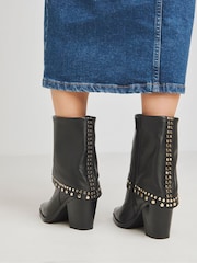 Simply Be Black Western Cuff Studded Ankle Boots In Wide Fit - Image 2 of 4