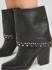 Simply Be Black Western Cuff Studded Ankle Boots In Wide Fit - Image 4 of 4