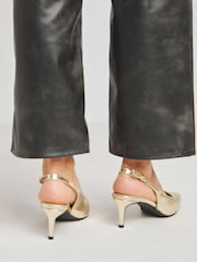 Simply Be Gold Slingback Court Shoes In Extra Wide Fit - Image 2 of 4