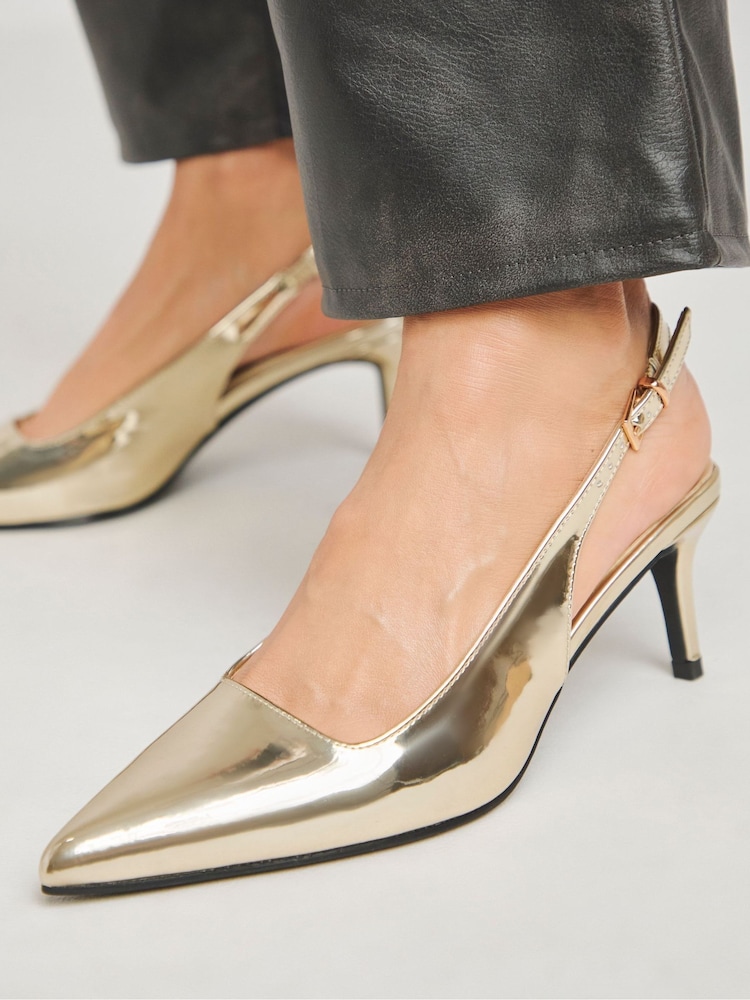 Dorado - Simply Be Slingback Court Shoes In Extra Wide Fit - Imagen 4 de 4 Dorado - Simply Be Slingback Court Shoes In Extra Wide Fit - Imagen 4 de 4