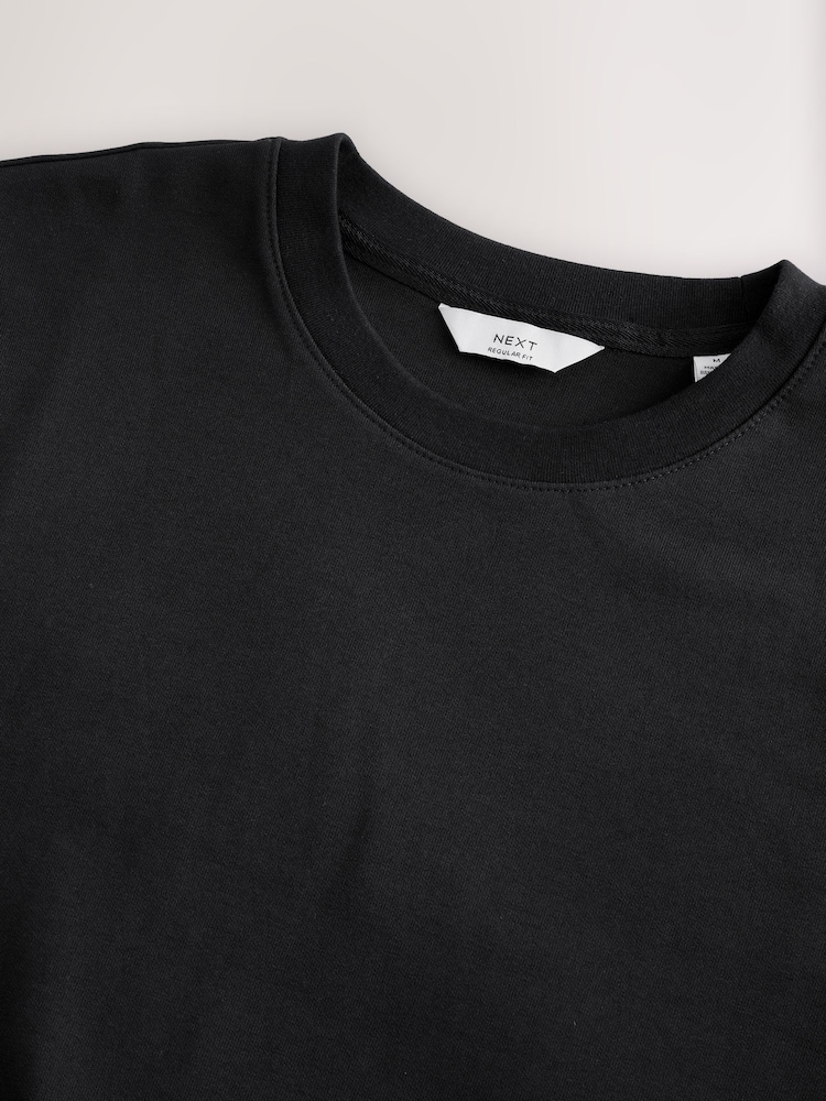 Schwarz - Reguläre Passform - Elegantes T-Shirt aus schwerem Material und weichem Tragegefühl - Bild 8 von 8 Schwarz - Reguläre Passform - Elegantes T-Shirt aus schwerem Material und weichem Tragegefühl - Bild 8 von 8