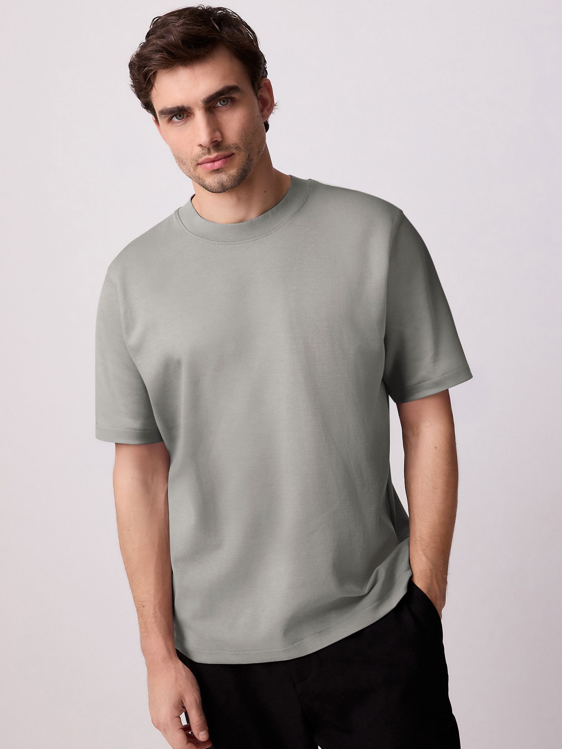 Buy Ice Grey Regular Fit Smart Soft Touch Heavyweight T-Shirt from
