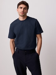 Navy Blue Regular Fit Smart Soft Touch Heavyweight T-Shirt - Image 1 of 8