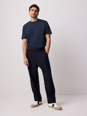 Navy Blue Regular Fit Smart Soft Touch Heavyweight T-Shirt - Image 2 of 8