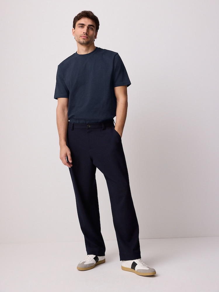 Navy Blue Regular Fit Smart Soft Touch Heavyweight T-Shirt - Image 2 of 8