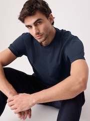 Navy Blue Regular Fit Smart Soft Touch Heavyweight T-Shirt - Image 4 of 8
