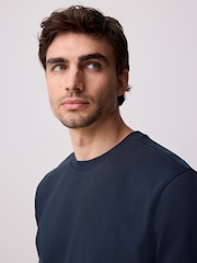 Navy Blue Regular Fit Smart Soft Touch Heavyweight T-Shirt - Image 5 of 8